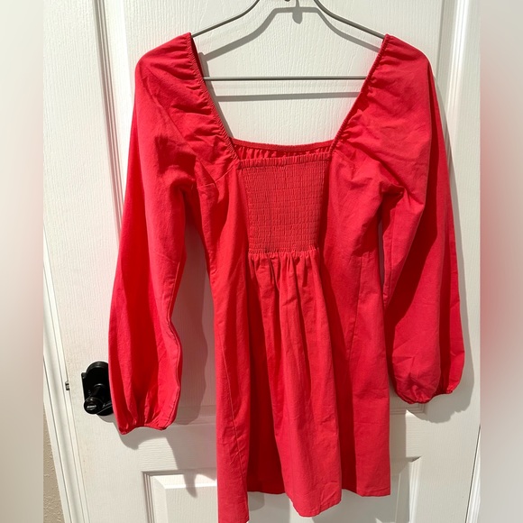 Free People Forget Me Not Pink Red Hibiscus Mini Dress NWT - Picture 4 of 9